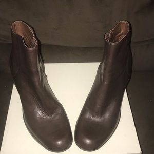 Brown leather Gianni Bini Boots with a 3 1/2 Wedge